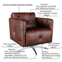 Ver imagem 2 de Kit 4 Poltronas Giratória Astana Couro Tabaco