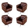 Kit 4 Poltronas Giratória Astana Couro Tabaco - 1