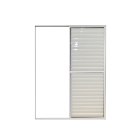Porta Balcão 3 Folhas Móveis Aluminio Branco C/ Trinco 2,10x1,20