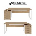 Ver imagem 4 de Mesa Diretor Escritório com Gaveteiro F5 Office g 4 Gavetas MDF-MDP 150cm Macadâmia com Branco