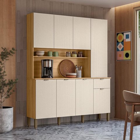 Armário de Cozinha Compacta Slow Freijó/soft 8 Portas e 1 Gaveta - Kits Paraná