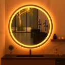 Ver imagem 5 de Espelho Redondo Moderno Jateado LED 3 Cores 60x60 cm Touch