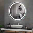 Ver imagem 3 de Espelho Redondo Moderno Jateado LED 3 Cores 60x60 cm Touch