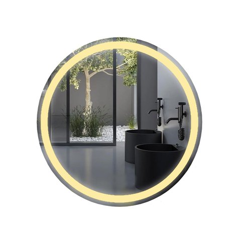 Espelho Redondo Moderno Jateado LED 3 Cores 60x60 cm Touch