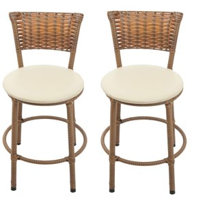 Kit 2 Banquetas Baixa Area Gourmet Encosto Juncado