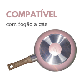 Frigideira 22 Cm Sahara Rosa 20mm Revestimento Cerâmica Antiaderente - 3