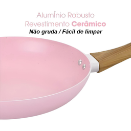 Frigideira 22 Cm Sahara Rosa 20mm Revestimento Cerâmica Antiaderente - 4