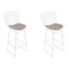 Kit 2 Banquetas Bertoia Branca D60 com Assento Bege - 1