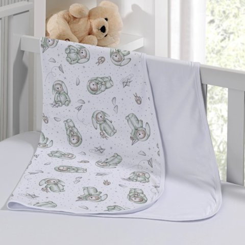 Cueiro Duplo Tecebem Baby Yan Malha Estampado Kinder 80cm X 90cm Branco