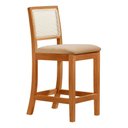 Ver imagem 3 de Kit 2 Banquetas Altas em Tela Sextavadas Assento Estofado Linho Bege Rubi Madeira Maciça Mel