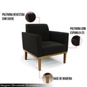 Ver imagem 3 de Poltrona Decorativa Isabella Pés Fixo em Madeira Castanho Suede Preto G19 - Gran Belo