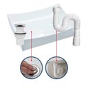 Ver imagem 1 de Kit Cuba Apoio 46x34,5 Branca + Sifão + Válvula Inox 1 1/4