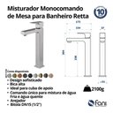 Ver imagem 6 de Misturador Monocomando de Mesa Lavatório Bica Alta Retta 3/4" Black Fosco (6877 Bk-330)
