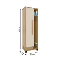 Armário Multiuso Escritório Lavanderia Quarto 1 Porta Caribe Cinamomo Off White - 3
