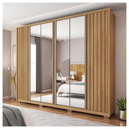Guarda Roupa Casal Grande 6 Portas 4 Espelhos Marrom Moon - 4