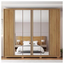 Guarda Roupa Casal Grande 6 Portas 4 Espelhos Marrom Moon - 3
