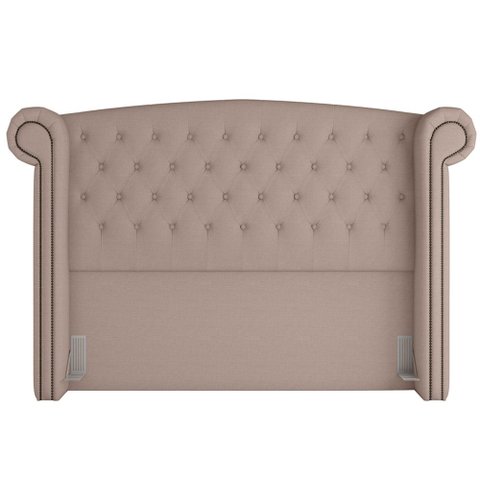 Cabeceira Cama Box King com Tachas 195 cm Sofia P05 Linho Bege Areia - Lyam Decor