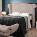 Ver imagem 2 de Cabeceira Cama Box King com Tachas 195 cm Sofia P05 Linho Bege Areia - Lyam Decor