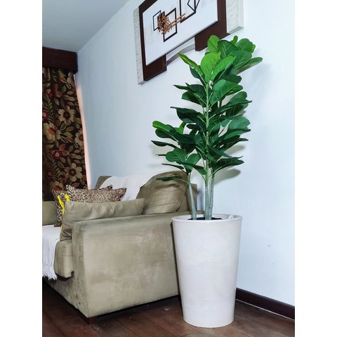 Ficus Lyrata Decoração Realista + Vaso Decorativo