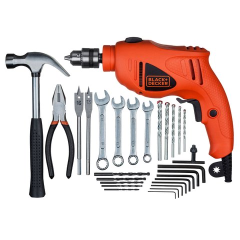 Furadeira de Impacto 3/8´´ 127v Vvr com Kit 26 Acessórios Black+decker