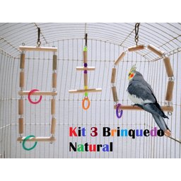 Brinquedo Aves calopsita papagaio kit 3 balanços natural - 2