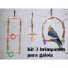Brinquedo Aves calopsita papagaio kit 3 balanços natural - 3