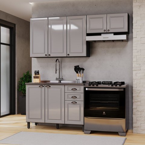 Cozinha Americana Modulada 3 Peças Balcão sem Tampo Paris