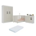 Ver imagem 2 de Quarto de Bebê Completo com Berço Americano 3 em 1 e Colchão Incluso Flor Multimóveis MP4932