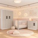 Ver imagem 1 de Quarto de Bebê Completo com Berço Americano 3 em 1 e Colchão Incluso Flor Multimóveis MP4932