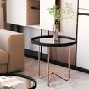 Ver imagem 2 de Mesa Lateral Alamanda Sala Espelhada com Pés Metálicos Preto/bronze