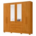 Ver imagem 2 de Guarda Roupa Casal San Francisco 6 Portas Cinamomo com Espelho com Mesa de Cabeceira Ares Cinamomo