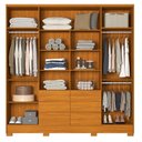 Ver imagem 3 de Guarda Roupa Casal San Francisco 6 Portas Cinamomo com Espelho com Mesa de Cabeceira Ares Cinamomo