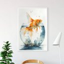 Ver imagem 1 de Quadro Peixe Aquário Aquarela 45x34cm:madeira Branca