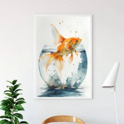 Quadro Peixe Aquário Aquarela 45x34cm:madeira Branca - 1 Quadro Peixe Aquário Aquarela 45x34cm:madeira Branca - 1