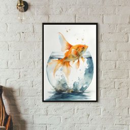 Quadro Peixe Aquário Aquarela 45x34cm:madeira Branca - 2 Quadro Peixe Aquário Aquarela 45x34cm:madeira Branca - 2