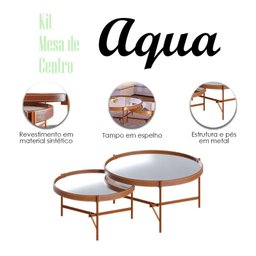 Kit Mesa de Centro Aqua com Espelho Cobre - Imcal - 4