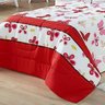 Conjunto Solteiro Cobre Leito e Cortina Algodão 4 Peças Sarah - Vermelho - 3