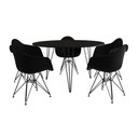 Ver imagem 6 de Mesa Jantar Redonda 110cm Preta Clips 3 Pés com 5 Poltronas Pretas Ferro Preto Marrom