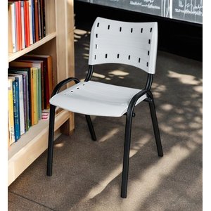 Cadeira Iso Base Preto Escola, Escritório Branco Kit 8 Un