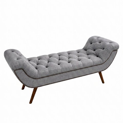 Puff Recamier 195cm Awa Linho Cinza - Sallar Home