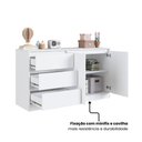 Ver imagem 6 de Cômoda Quarto 3 Gavetas e 2 Portas 142cm x 79cm Cor:Branco