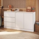 Ver imagem 1 de Cômoda Quarto 3 Gavetas e 2 Portas 142cm x 79cm Cor:Branco
