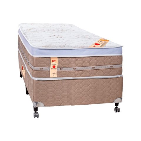 Cama Box + Colchão Castor Solteiro Premium Niponpedic One Face Tecnopedic 88x188x59cm