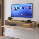 Ver imagem 3 de Rack Suspenso Home Classic New Pequeno Sala Estar Quarto Tv 32 Polegadas 1 Porta Puxador Concha - Lo