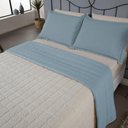 Ver imagem 3 de Kit Cobre Leito Matelado Dupla Face Sherpa de Carneiro 3 Peças Casal Percal 180 Fios Azul