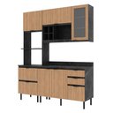 Ver imagem 2 de Cozinha Modulada Esmeralda 180cm Nicho 2 Fornos 4 Peças Cor:lunar com Freijó