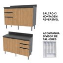 Ver mais imagens de Cozinha Modulada Esmeralda 180cm Nicho 2 Fornos 4 Peças Cor:lunar com Freijó