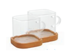 Ver imagem 2 de CONJ 2 CANECAS BOROSS QUADR BASE BAMBU 130ML