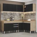 Ver imagem 2 de Armário de Cozinha Modulado de Canto 6 Peças Cp29 Balcão com Tampo Castanho/preto - Lumil Lumil Móve