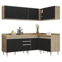 Ver imagem 1 de Armário de Cozinha Modulado de Canto 6 Peças Cp29 Balcão com Tampo Castanho/preto - Lumil Lumil Móve